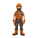 worker with orange vest, boots and tool belt