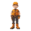worker with orange vest, boots and tool belt