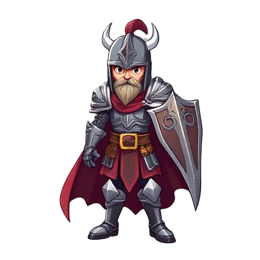 a fantasy knight character — full body, heroic pose.