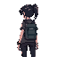 cyberpunk girl with backpack facing forward