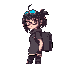 cyberpunk girl with backpack