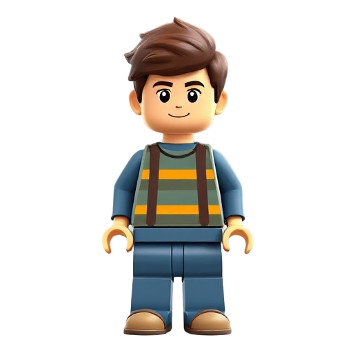 create a lego character, a boy one detailed and cute