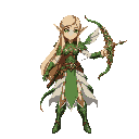 beautiful female elf archer, long blonde hair, elegant green armor, white skirt, ornate bow, luxurious fantasy decorations, full body, front view, fantasy rpg style, vibrant colors,