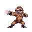 a sloth wrestler wearing a wrestling outfit throwing a punch, in the style of a 90s arcade fighting game, with an effect to the punch, like a special move.
