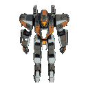 mecha styled as zone of the enders, large reactors, thin legs and arms, missile launchers on shoulders