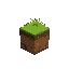 a block with soil underneath and grass on top