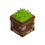 a block with soil underneath and grass on top