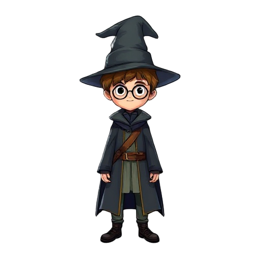 harry potter 11 years old mage with mage hat 