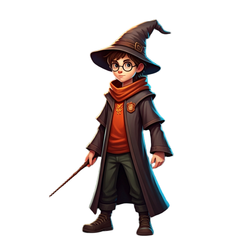 harry potter 11 years old mage with mage hat 