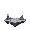 make a platfom of scifi of 2d prefective level infront a flat platfom a really flat one
