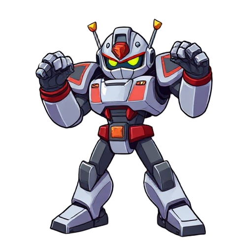 robot, with standard fight stance