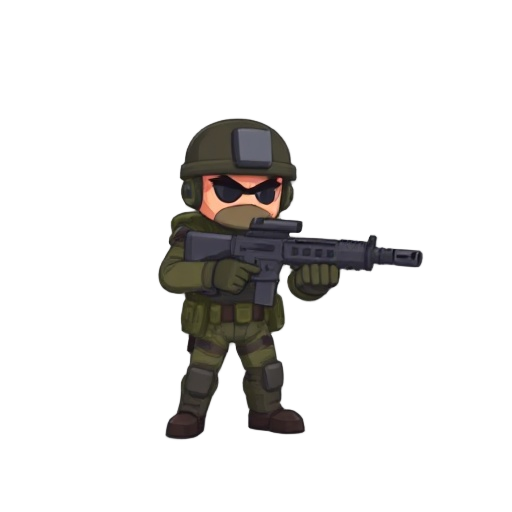2d pixel soldier with gun