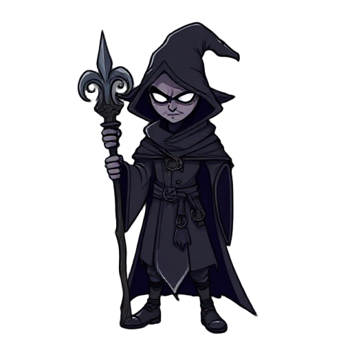 dark mage with staff, like a ravenswatch line style