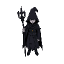 dark mage with staff, like a ravenswatch line style