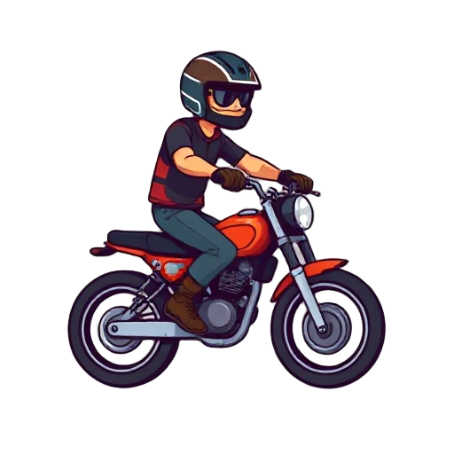 a pixel biker seen flat from the side, 2d