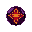 pixel art style, a dark magical orb with a glowing fiery-orange cross in the center. the orb has deep purple and black hues, with subtle highlights creating a mystical aura. the background is a dark