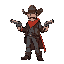 a retrowave cowboy with two pistols 