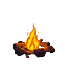 a campfire in midnight with logs around 