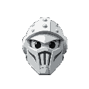 a white iron helmet. maple story art style. facing directly at camera.