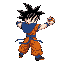 son goku from behind throwing a pokeball