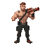 buff man carrying a rocket launcher in 1 arm 