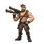 buff man carrying a rocket launcher in 1 arm 