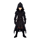 assassin, feudal, anime style, mysterious and dark