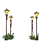 tall garden lights with light and top-down camera position