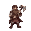 a medieval jrpg lumberjack holding a large axe