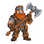 a medieval jrpg lumberjack holding a large axe