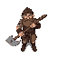 a medieval jrpg lumberjack holding a large axe
