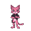 pink cat soldier soft line 3/4 style cartoon