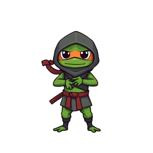 pixel 8bit pepe the frog as a ninja
