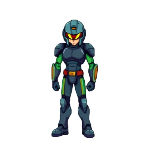 a sci-fi hero like samus aran pixel-art / snes-graphics