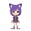 cat ears,purple hair,short hair,girl,,seaside
