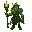 a tall, humanoid forest spirit clad in layered leaf armor, its eyes glowing with ancient wisdom. vines coil around its limbs, and in its hand it wields a twisted wooden scepter crowned with luminous moss, radiating a quiet, otherworldly power.