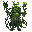 a tall, humanoid forest spirit clad in layered leaf armor, its eyes glowing with ancient wisdom. vines coil around its limbs, and in its hand it wields a twisted wooden scepter crowned with luminous moss, radiating a quiet, otherworldly power.