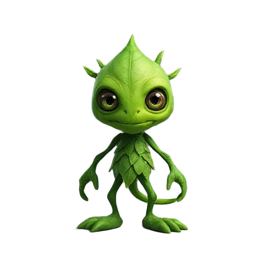green spitit monster made of leaves