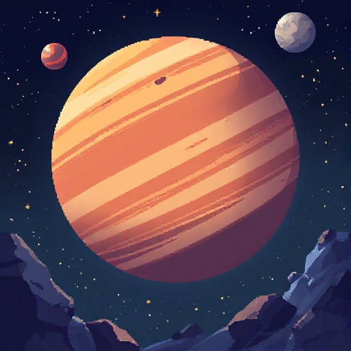 space with mars in backgrouond, pixel 