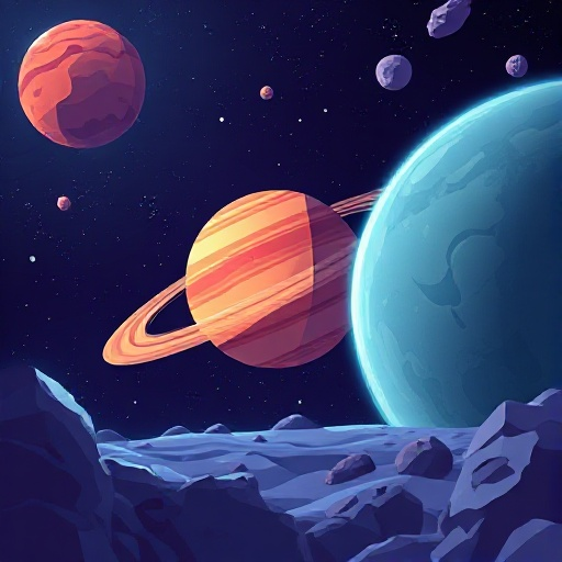 space with mars in backgrouond