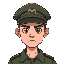 young major, serious face, military hat