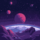 pixel space background, mars on background
