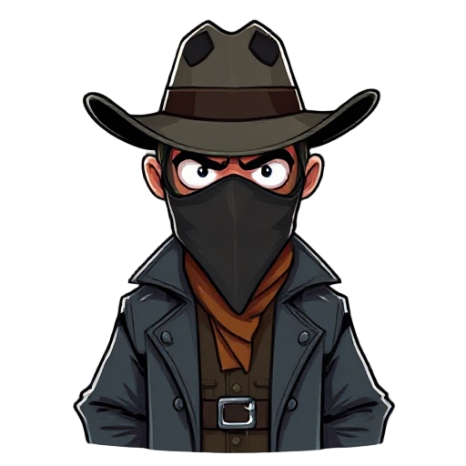 a detective with a covered mask akin to a wildwest bandit