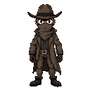 a detective with a covered mask akin to a wildwest bandit full body with no iris in the eyes just blank in t pose