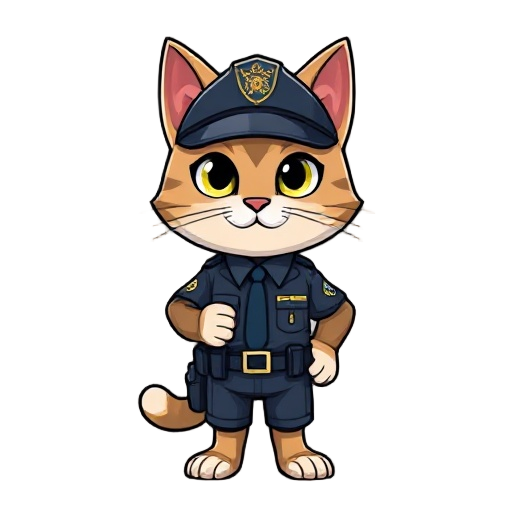 anthropomorphic cat policeman chibi symmetric front