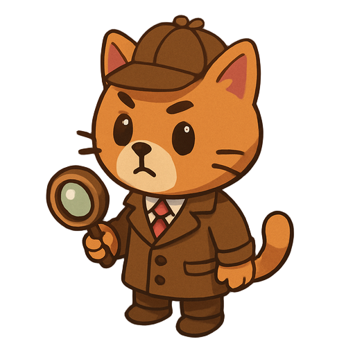 draw a full-body illustration of a cute, expressive cartoon cat detective in isometric view