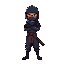 generate a pixelart ninja with a cool menacing standing pose, the proportions needs to be realistic more on the tall side