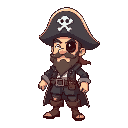 um pirata com perna de pau e gancho