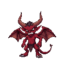 2d demon with long horns, dark red skin, torn wings, broad shoulders, angry expression, dominant pose, stylized fantasy look, no background.