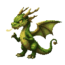 2d forest guardian, half-man half-tree, moss-covered s2d bipedal dragon character, green-gold scales, folded wings, faint glowing breath, side angle, stylized fantasy design, ideal for 2d games.houlders, glowing yellow eyes, branch-like hands, stylized an